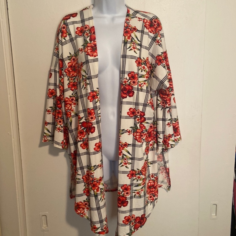 Lime n Chili Red Floral Open Cardigan